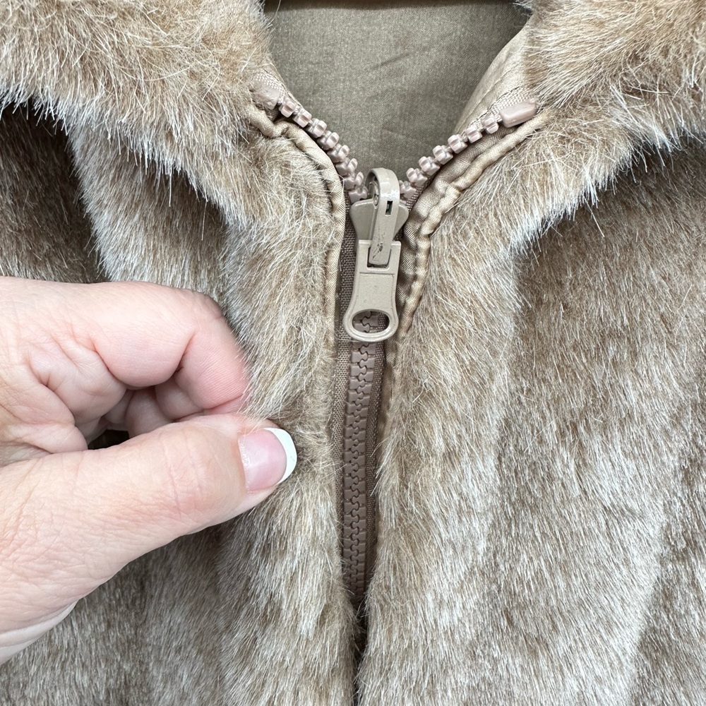 Y2K FAUX FUR M Zip bohemian neutral shabby chic woman no brand trending vest - Picture 5 of 10